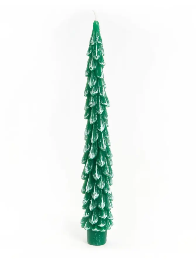 Świeca FROSTED w kształcie choinki zielona 23 cm