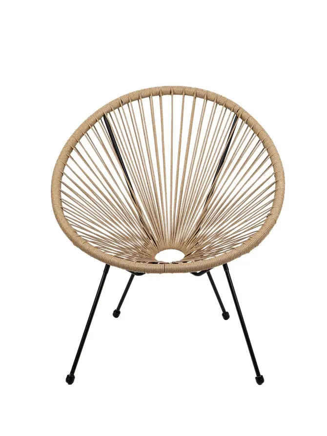 Fotel ACAPULCO FLAT z płaskiej linki technorratan naturalny 71x71x80 cm