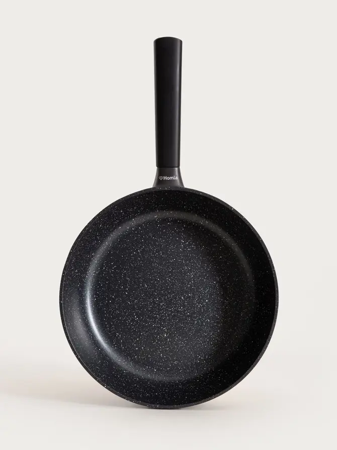 Patelnia TRISTAN głęboka z pokrywką czarna 28 cm