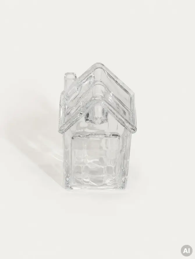Świecznik GLASSI domek szklany 6,6x5x10,4 cm