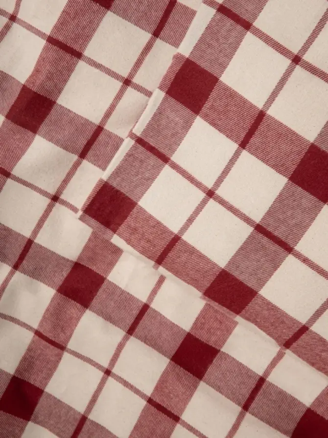 Pościel NORDY flanelowa z barwionych nitek w bordową kratę 160x200 + 2*50x60 cm
