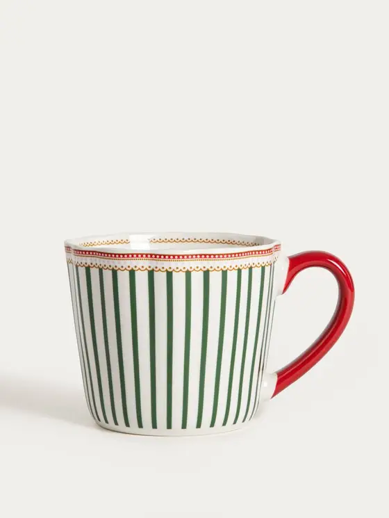 Kubek ABARIS porcelanowy w zielone paski 0,3 l