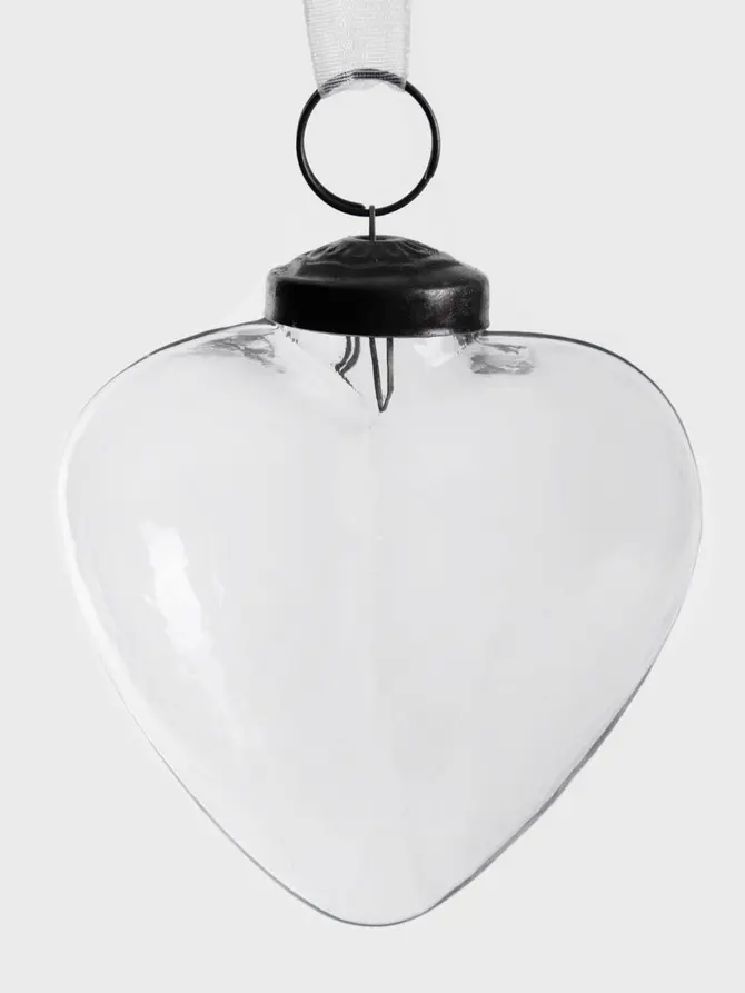 Bombka INDIS szklana serduszko transparentne 7,5 cm