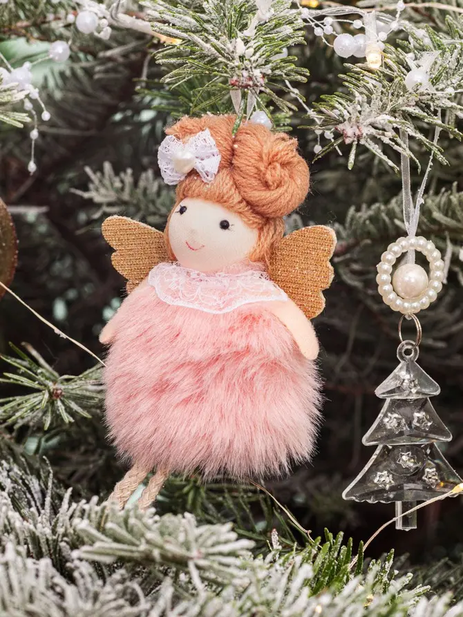 Zawieszka PLYS aniołek z kokiem różowy 16 cm