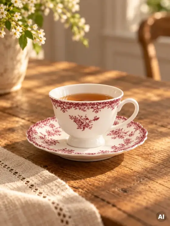 Filiżanka ze spodkiem LOURRY porcelanowa czerwona 0,08 l
