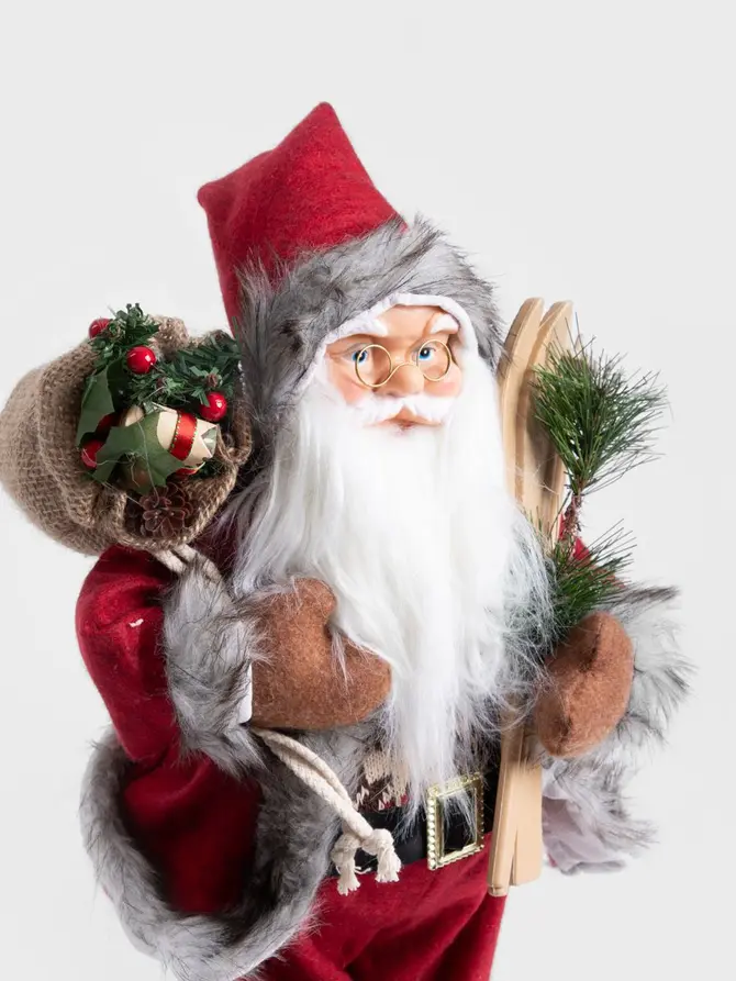 Skrzat CLAUSE Mikołaj czerwony z nartami 45 cm