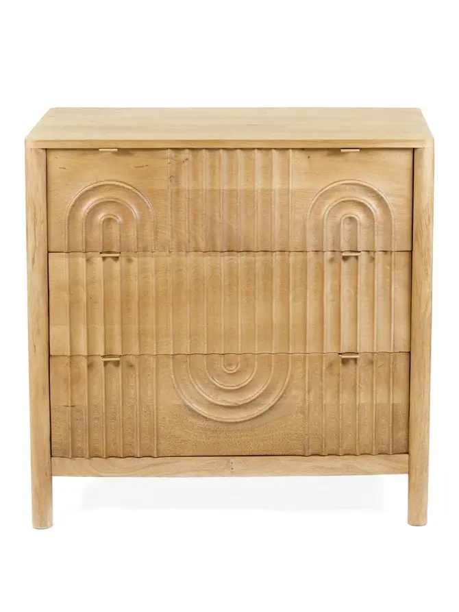 Komoda SURAT lite drewno mango z 3 szufladami 76x40x75 cm