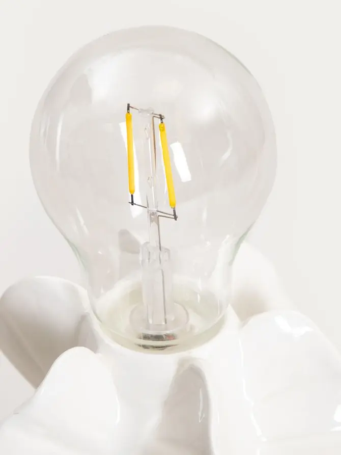 Lampka LED KALASA z odkrytą żarówką biała 16x22 cm