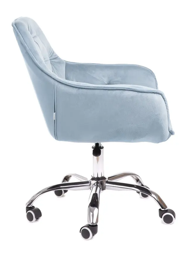 Fotel FLOSSI welurowy obrotowy niebieski 57x61x80-90 cm