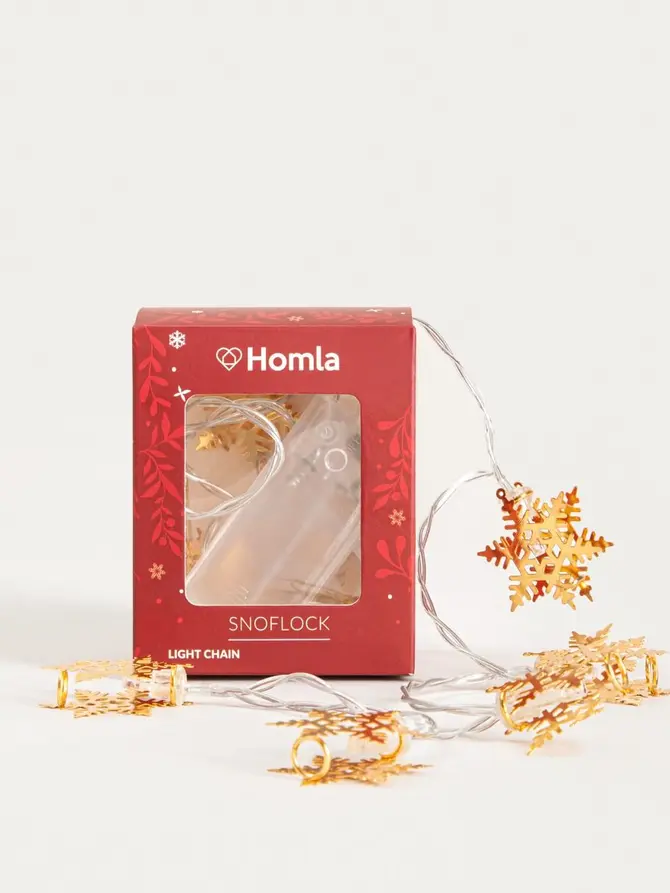 Lampki SNOFLOCK złote śnieżynki 10 LED