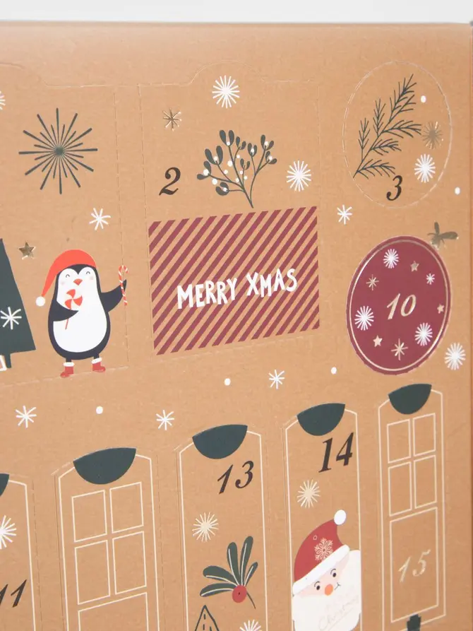Kalendarz adwentowy SANTA'S SELECTIONS świąteczny ecru 24 SZT