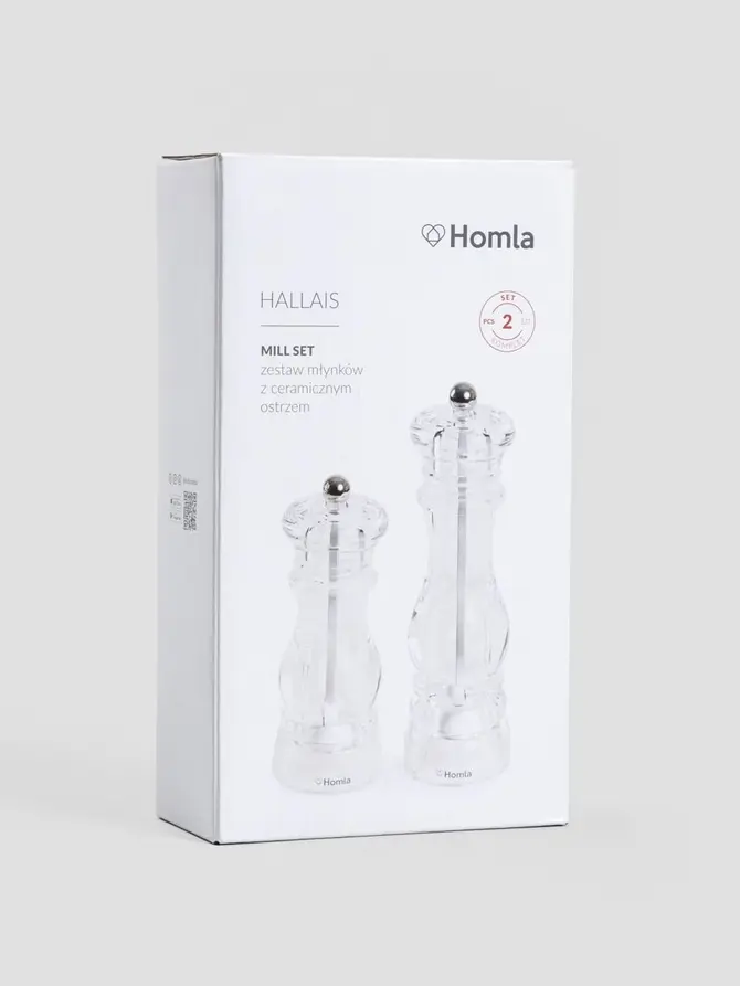 Zestaw młynków HALLAIS 2 szt., akrylowe 20cm i 16cm