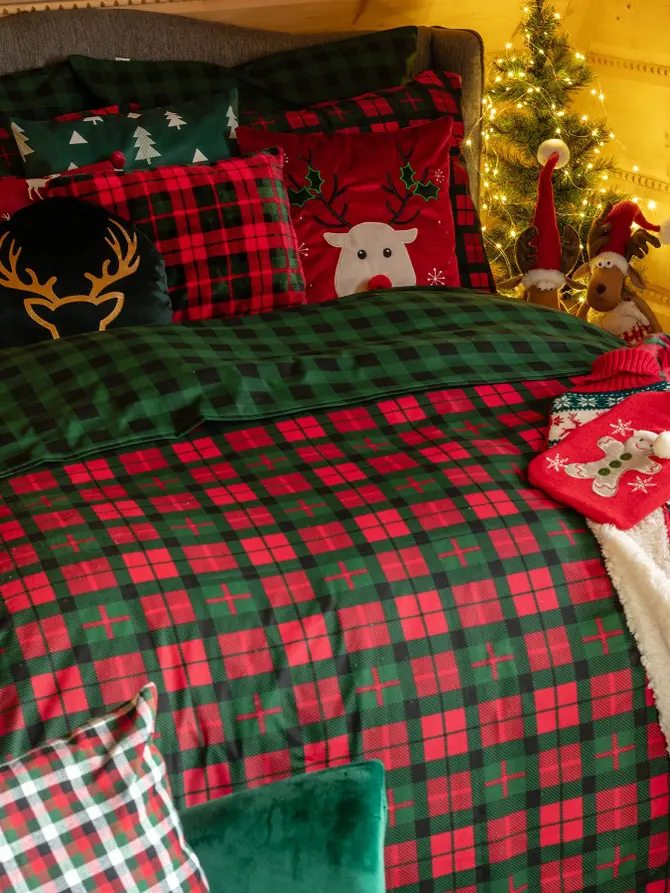 Pościel EC TARTAN bawełniana w kratę 220x200 + 2*70x80 cm