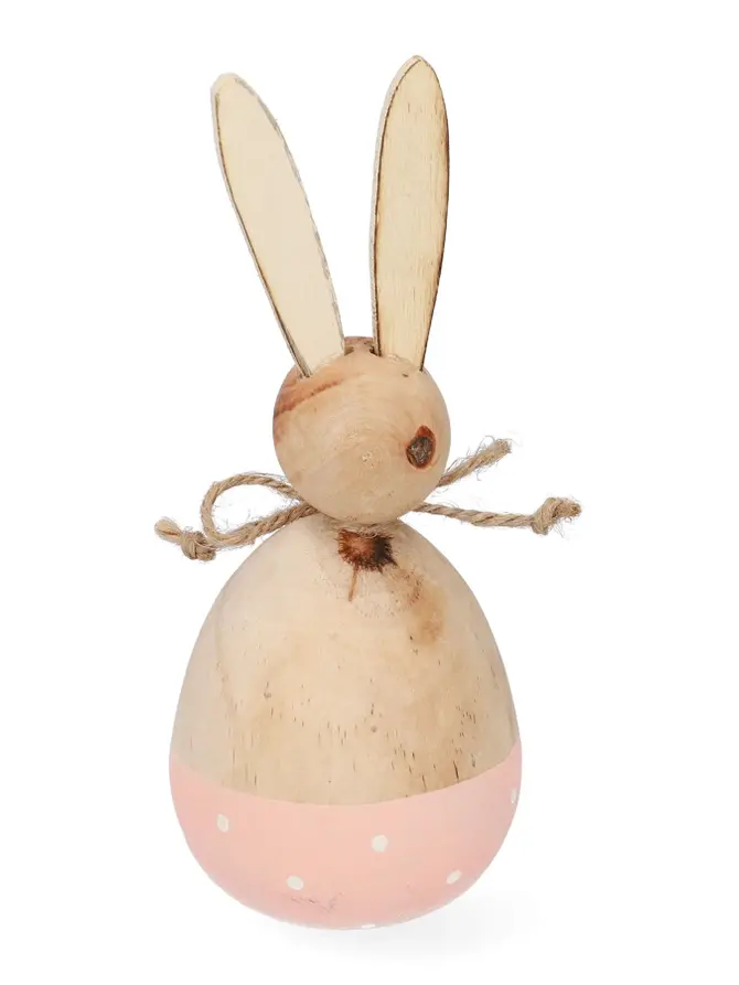 Królik OLI drewniany różowy 18 cm