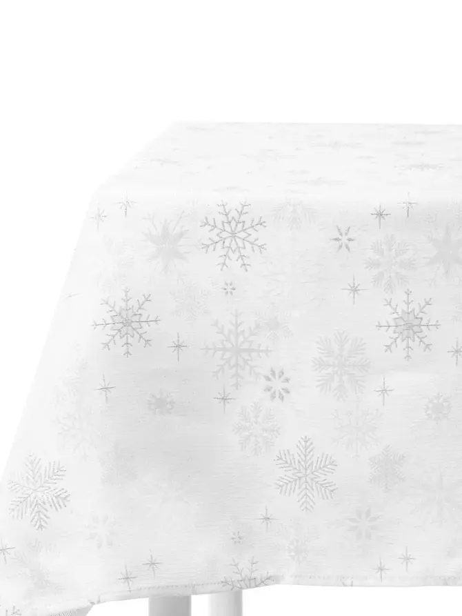 Obrus SILVER SNOW w śnieżynki biały 130x180 cm