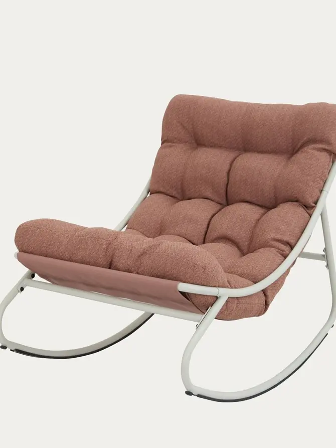 Fotel bujany TIVOLI beżowy z ceglastymi poduszkami 65x102x75,5 cm