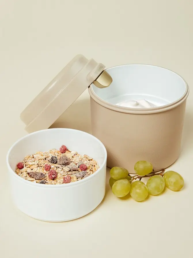 Lunchbox TORRONE okrągły beżowy 13x11,5 cm