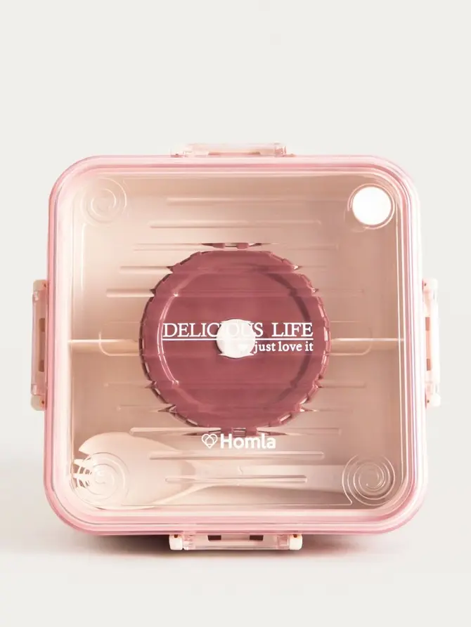 Lunchbox POPPIE z łyżeczką różowy 2.15 l