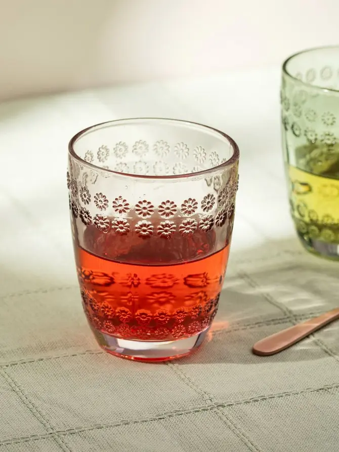 Szklanka ERBA różowa ze zdobieniami 0,27 l