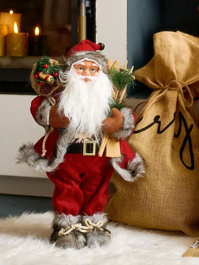 Skrzat CLAUSE Mikołaj czerwony z nartami 45 cm