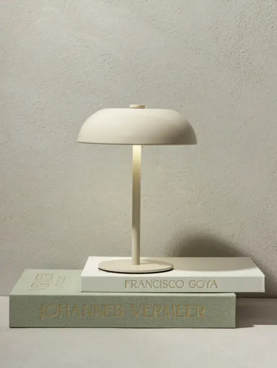 Lampka stołowa PIXEL metalowa kremowa 15,5x15,5x20,5 cm