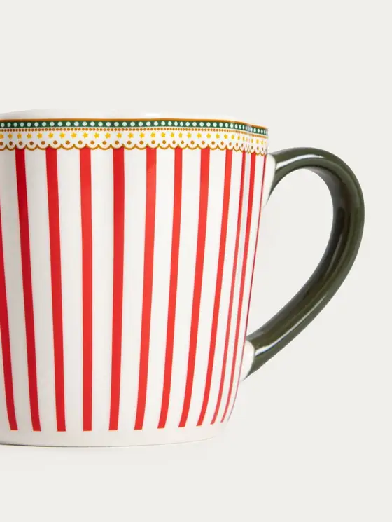 Kubek ABARIS porcelanowy w czerwone paski 0,3 l