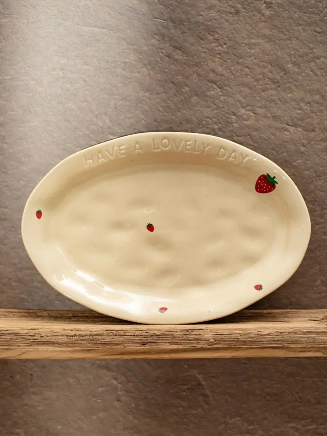Półmisek ISERNIA owalny w truskawki 30x20 cm