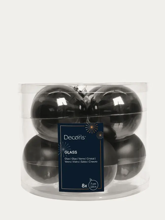 Zestaw bombek DECORIS czarne, 8 szt. 7 cm
