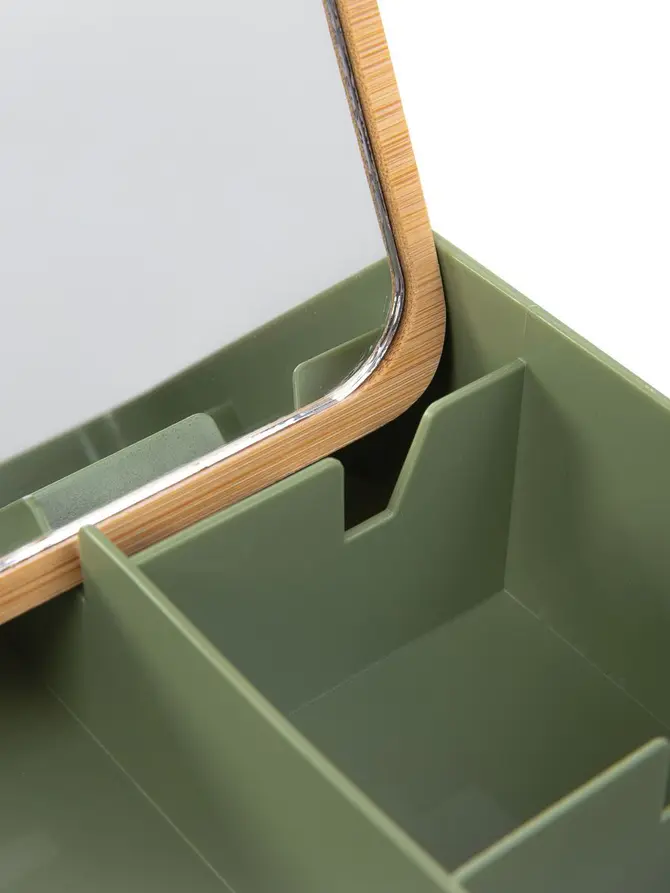 Organizer z lusterkiem KASEN pistacjowy/zielony 18x13x5cm