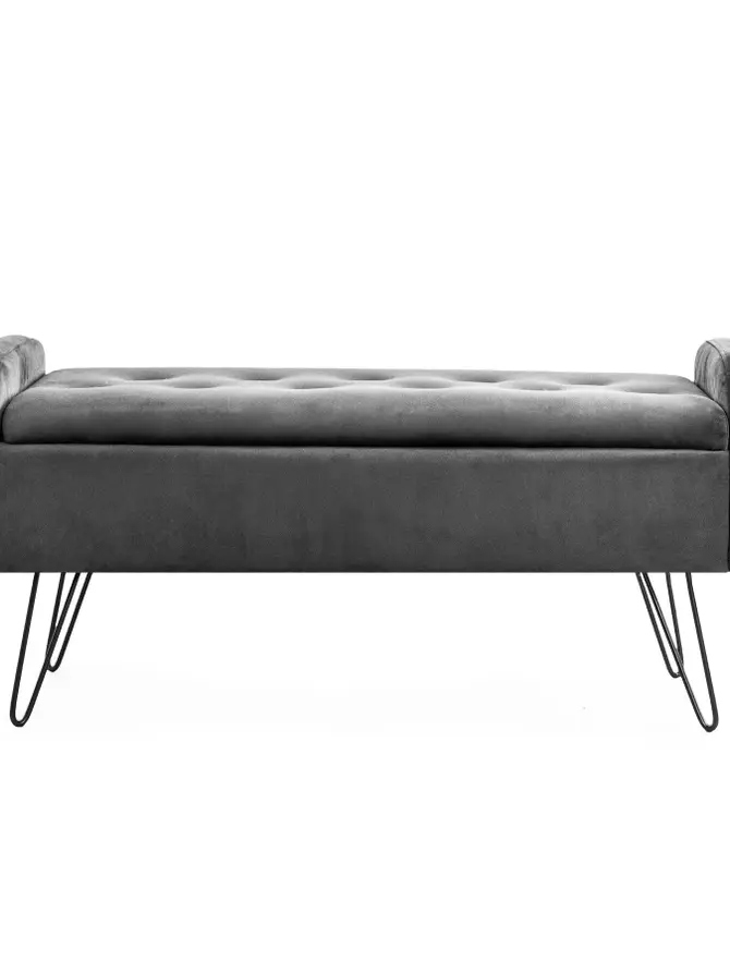 Ławka VENLO welurowa szara 100x39x45cm