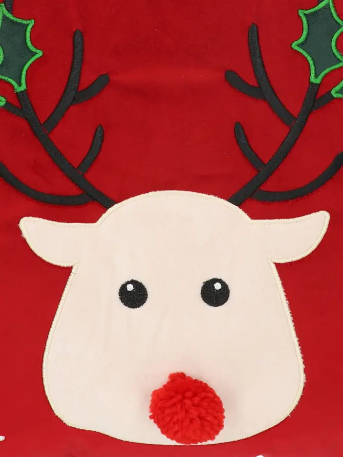 Poszewka REINDEER z pomponem czerwona 45x45 cm