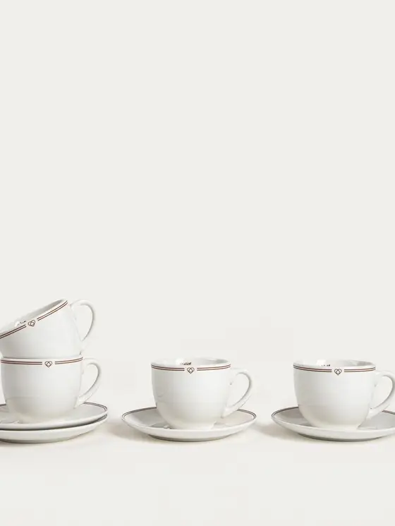 Zestaw filiżanek ze spodkiem PATISSERIE porcelanowych dużych, 0,25 l 4 szt.