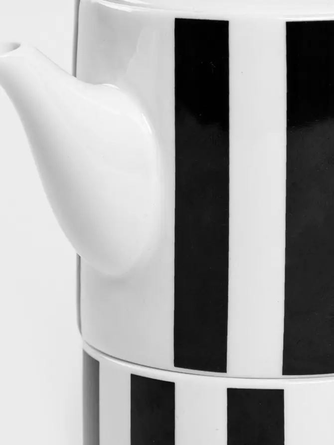 Dzbanek BRETA z filiżanką w paski czarny 0,3 l
