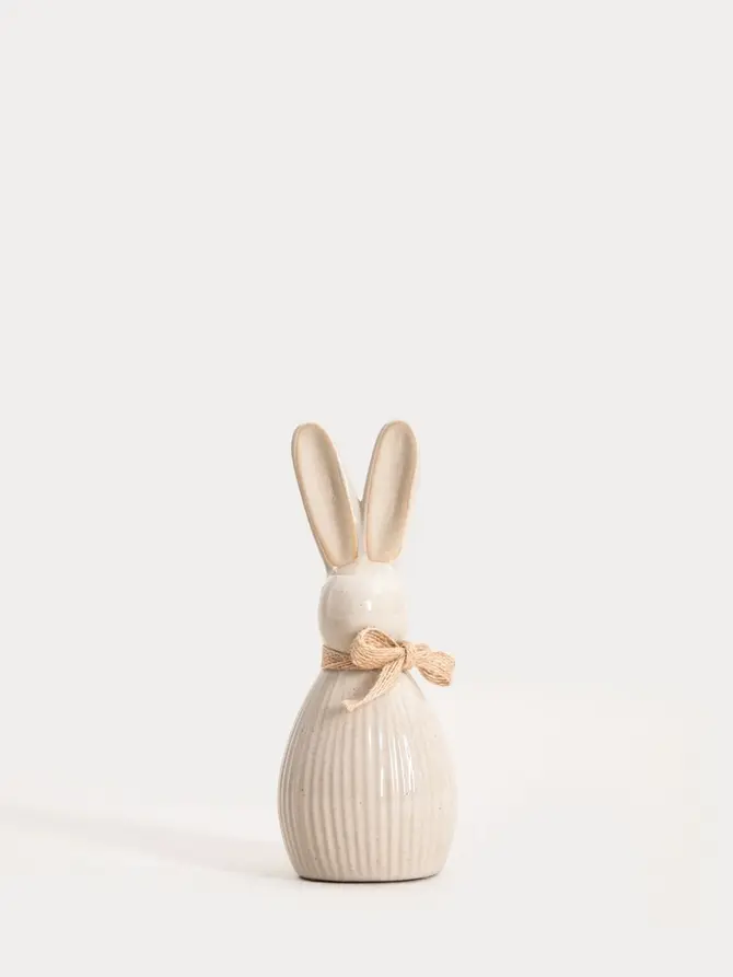 Figurka CAVLO zając ryflowany mały beżowy 6x17 cm