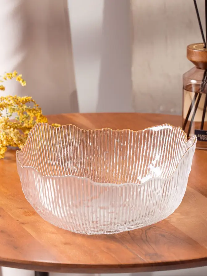 Miska APOLA ryflowana transparentna M 7,5 cm x 17 cm