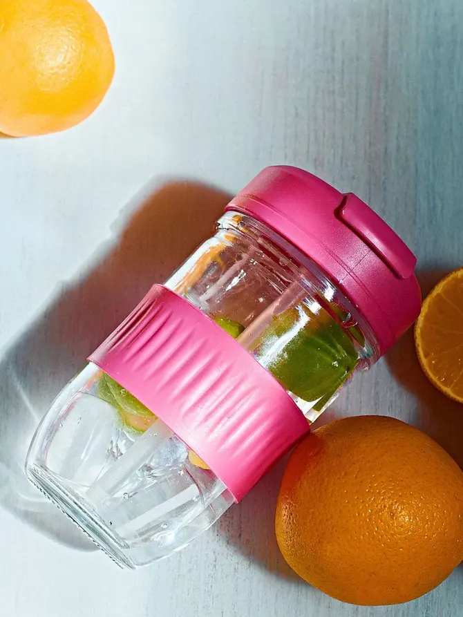 Kubek IDEUS SUMMER szklany różowy 0,5 l