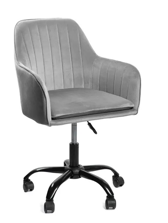 Fotel TEILL welurowy obrotowy szary 56x58x81-91 cm