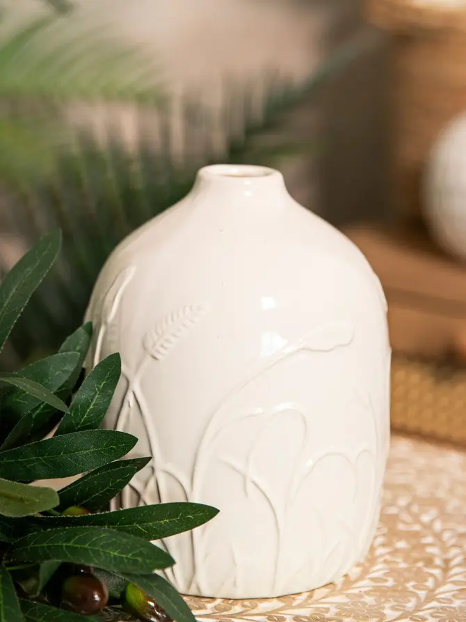 Wazon MEADOW ceramiczny ecru 15x18 cm
