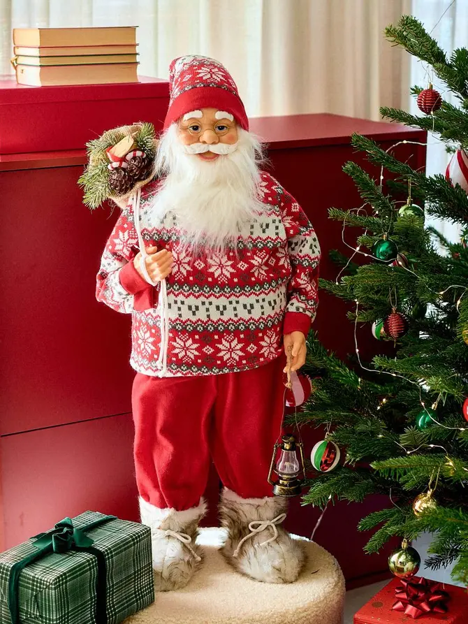 Skrzat CLAUSE Mikołaj duży w sweterku świątecznym 90 cm