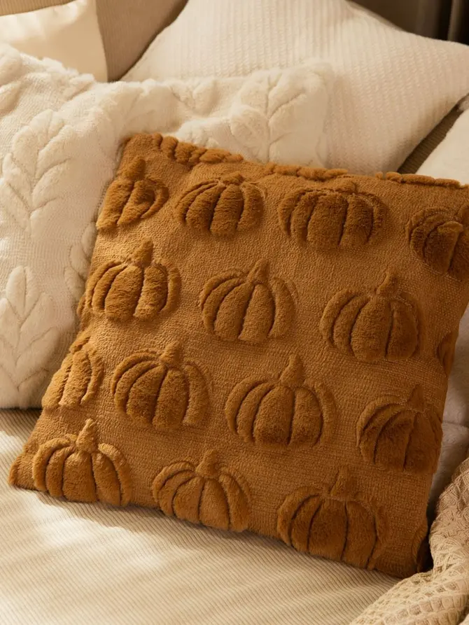 Poszewka CRISPY ze strukturalnym wzorem w dynie 45x45 cm