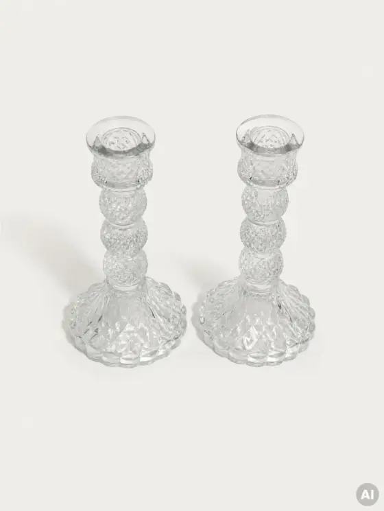 Zestaw świeczników RIFF szklanych transparentnych 2 szt. 8,2x8,2x15,2 cm