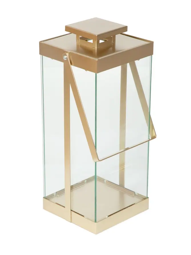 Latarnia BRELA metalowa złota 20x20x45 cm