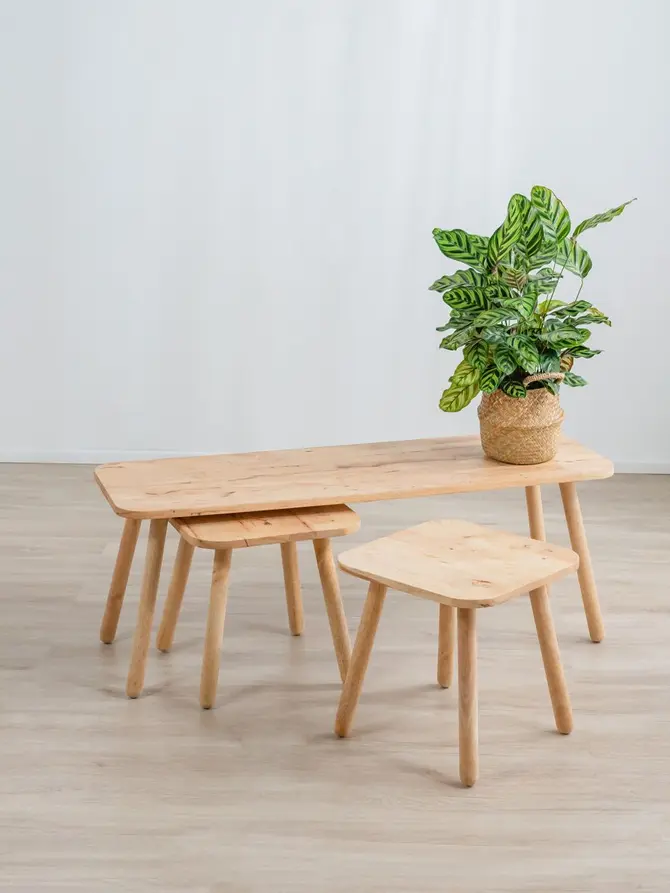 Zestaw stolików kawowych JATIL naturalny 120x40x43\40x40x35,5 cm