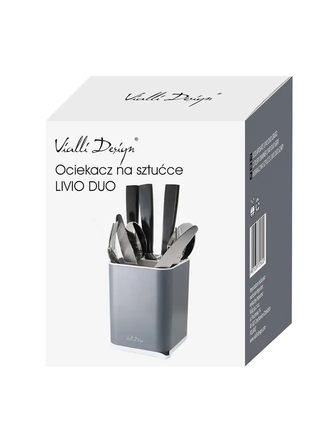 Ociekacz LIVIO DUO na sztućce szary 11x11 cm