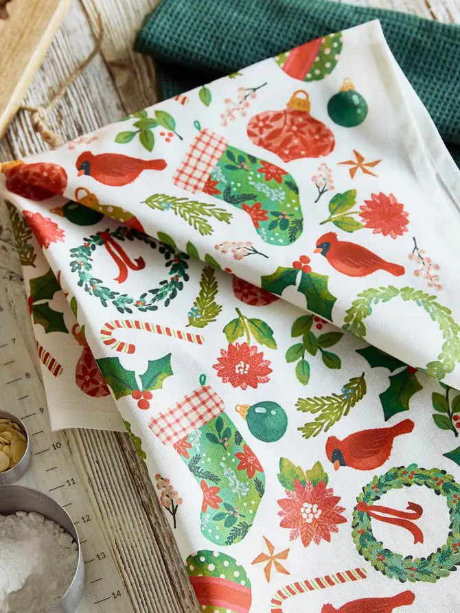 Zestaw ścierek kuchennych GARLAND bawełniane z motywem świątecznym 2*45x65 cm