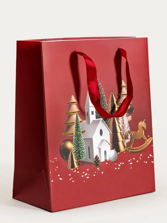 Torebka prezentowa CYMKA miasteczko czerwone 19x23x10 cm