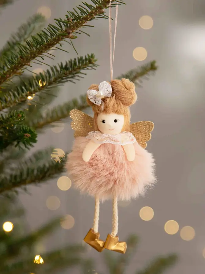 Zawieszka PLYS aniołek z kokiem różowy 16 cm
