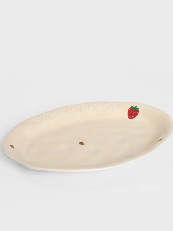 Półmisek ISERNIA owalny w truskawki 30x20 cm