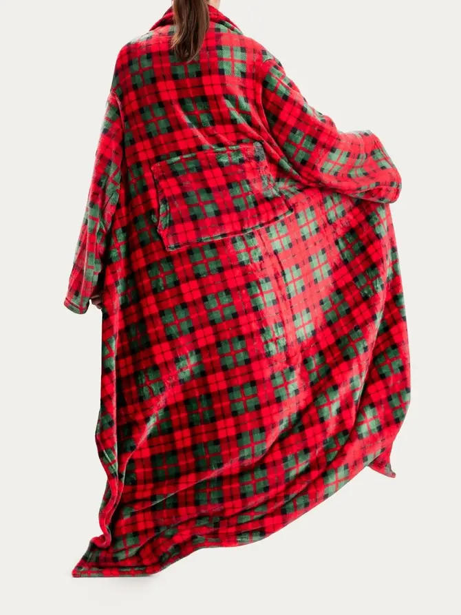 Koc telewizyjny TARTAN z rękawami we wzór 130x170 cm