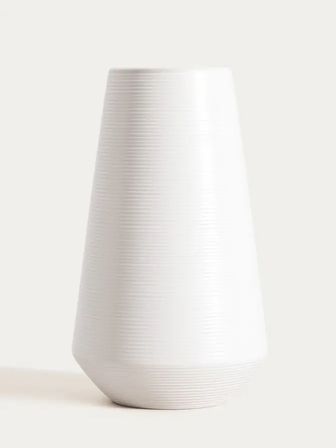 Wazon GIA ceramiczny ryflowany biały 23x14 cm